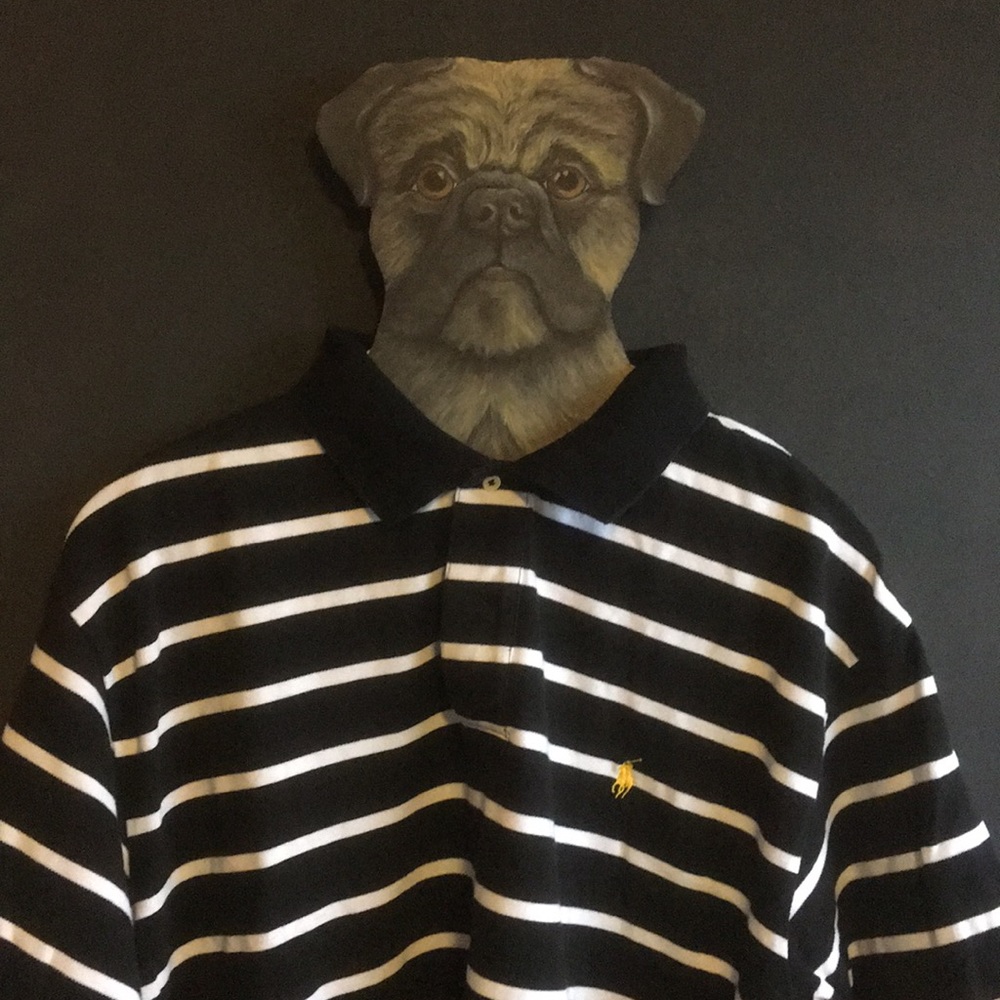 2XL/Ralph Lauren Polo short sleeve shirt/bl.&white